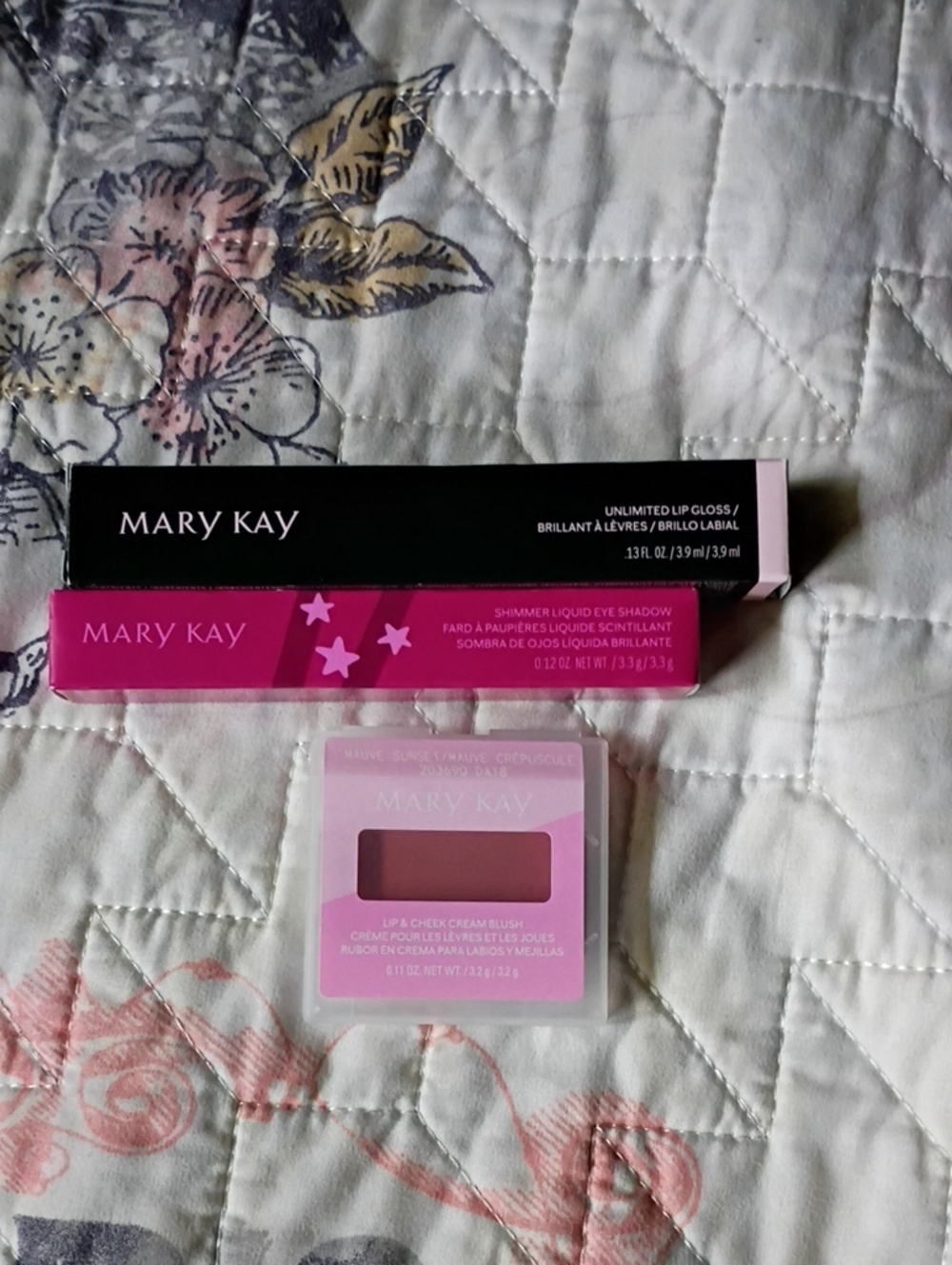 Mary Kay Pink Lip & Cheek Cream Blush with Shimmer Gloss & Shimmer Eyeshado Duo